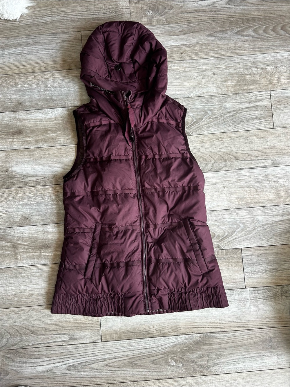 lululemon athletica Hooded Quilted Vest in Deep Burgundy